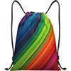 Anceky Zaino con coulisse, resistente all'acqua, con strisce colorate arcobaleno, per sport, palestra, per uomo e donna