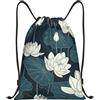 Anceky Borsa con coulisse leggera, piccola, borsa da palestra per donna, con motivo floreale in fiore, zaino da calcio per viaggi sportivi