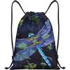Anceky Zaino con coulisse, borsa da palestra con coulisse, borsa da nuoto con libellula blu per uomo e donna