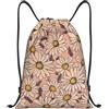 Anceky Borsa con coulisse leggera, piccola, borsa da palestra per donna, zaino da calcio con fiori di margherite disegnati, per viaggi sportivi