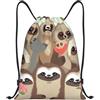 Anceky Borsa con coulisse leggera, piccola, borsa da palestra per donna, zaino da calcio per la famiglia dei bradipi, per viaggi sportivi