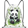 Anceky Zaino con coulisse per palestra, borsa con coulisse Panda Eat Food, borsa da nuoto per uomo e donna