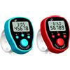 Vervevum Contatore Digitale a 5 Dita Contatore Manuale elettronico a LED Manuale con conteggio clicker Lap 2 Pezzi, Mano