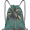 Anceky Borsa con coulisse, leggera, piccola, da palestra, per donna, con motivo ad albero disegnato a mano, zaino da calcio per viaggi sportivi