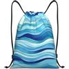 Anceky Zaino con coulisse, borsa da palestra con coulisse, borsa da nuoto a righe blu per uomo e donna