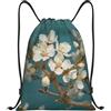 Anceky Zaino con coulisse, resistente all'acqua, con cordino, modello Almond Blossom, per sport e palestra, per uomo e donna