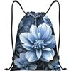 Anceky Zaino con coulisse, borsa da palestra con coulisse, borsa da nuoto con fiori blu per uomo e donna