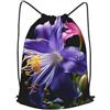 Anceky Borsa con coulisse per donna, leggera, sportiva, da palestra, con bellissimi fiori viola, zaino da calcio per viaggi