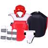 Teruyol 6 Pezzi Karate Equipaggiamento Protezione Testa Corpo Braccia Paratibia Materiale Imbottito Eva PU Regolabile Adatto per Adulti E Bambini Allenamento