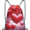 Anceky Borsa con coulisse leggera, piccola, borsa da palestra per donne, zaino da calcio con cuori d'amore per San Valentino, per viaggi sportivi