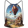 Anceky Zaino con coulisse, borsa da palestra con coulisse, borsa da nuoto con mongolfiera per uomo e donna