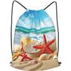 Anceky Zaino con coulisse, borsa da palestra con coulisse, borsa da spiaggia estiva con stelle marine e conchiglie, per uomo e donna