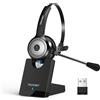 TECKNET Auricolare Bluetooth per PC con microfono e dongle USB [45 ore di autonomia in conversazione e portata di 10 metri], auricolare wireless con base di ricarica, auricolare wireless con cancellazione del rumore AI per uso professionale, ufficio e …