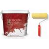 FORTUNATO Kit Pittura Naturale Grassello di Calce, Bianca, Alta Traspirabilità con Rullo in Lana 25 cm (20 Kg)