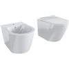 Parama Sanitari in ceramica sospesi bianco lucido vaso rimless bidet sedile soft-close chiusura rallentata mod. Vienna