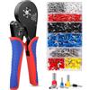 DEPAR Set di Pinze a Crimpatura Esagonale, 8 Tipi 0,08-16 mm² Set di terminali per fili con 1200 connettori, pinza a crimpare esagonale autoallineante, Pinza a crimpare