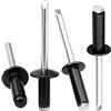 Jiahezhi 110 rivetti ciechi neri 4,8 x 16 mm, rivetti a testa piatta in alluminio, rivetti di fissaggio su un lato per metallo, lamiera, plastica, fai da te, officina e riparazioni