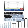 Glarks 150pcs M2.8/3.7/3.8 Vite a forma di L nera in ganci con kit di fibbia di sicurezza, includono gancio a angolo retto 75pcs tubo di espansione in plastica 75pcs, gancio auto-tapping quadrato