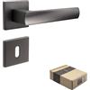 APECS Maniglia per porte interne, moderna, per porta di casa e porta interna, con rosette quadrate, in grafite opaco, con materiale di fissaggio, per porta, modello ATRIA BB - Barba colorata
