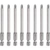 QUARKZMAN 8Pz #2 Punte Cacciavite Phillips PH2 1/4 Gambo Esagonale 3.15 (80mm) Lungo 5mm Asta Punta Trapano a Croce Magnetiche acciaio S2 Inserti per Avvitatore Industriale, Grigio