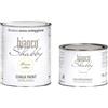 bianco Shabby CHALK PAINT Bianco Antico & CERA NEUTRA - Pittura Shabby Chic (1 Litro) + Cera Professionale (500 ml)