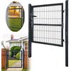 JOIEYOU Cancello da giardino in metallo zincato per porta da giardino, rete metallica esterna con maniglia per porta, serratura e chiave per il giardino, il cortile, la terrazza, il cortile, la porta