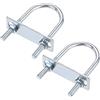 PATIKIL 45mm Interno Larghezza 100mm Lunghezza M8 Rotondo Bullone a U, 2 Set Acciaio U Bullone con Dado Piastrina, Argento Tono