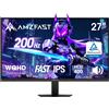 Amzfast 27 Pollici Gaming Monitor QHD 2560x1440 200Hz, Fast IPS Screen,