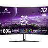 Amzfast Monitor Gaming Curvo 32 Pollici - QHD 2560x1440, 180Hz, 1ms MPRT,