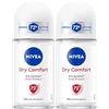 NIVEA Deodorante Roll on Dry Comfort 6 x 50 ml, Deodorante donna per una protezione sicura 72h, Deo roll on antitraspirante senza alcool e dermotestato per un'azione efficace ma delicata sulla pelle