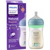 Philips Spa Avent Natural Response Night - Biberon Trasparente 3-6 M Flusso Medio 260ml Fantasie Assortite