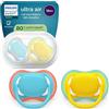 Philips Spa Avent Ultra Air Succhietto In Silicone 18m+ Blu E Giallo 2 Pezzi