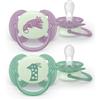 Philips Spa Avent Ultra Soft Night Succhietto In Silicone 6 18m Fantasie Assortite 2 Pezzi