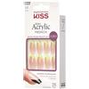 Kiss Salon Acrylic French Unghie Finte Mandorla Giallo Neon