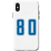 Uniform Number Blue SUL RETRO E FRONTE Custodia per iPhone X/XS Blu Numero 80 Uniforme Numerata Squadra Sportivo