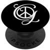 script di pace semplice segno bianco Let fantasia corsivo lettera iniziale G simbolo di pace PopSockets PopGrip Adesivo