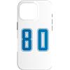 Uniform Number Blue SUL RETRO E FRONTE Custodia per iPhone 16 Pro Blu Numero 80 Uniforme Numerata Squadra Sportivo
