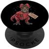 Merry Christmas Wrap Ribbon Bow Stars Xm T-Rex - Carta da regalo con motivo dinosauro e bastoncino di zucchero, motivo: agrifoglio PopSockets PopGrip Adesivo