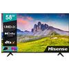 Hisense 58 UHD 58A6CG, Smart TV VIDAA 5.0, HDR Dolby Vision, IPS, Controlli vocali Alexa / Google Assistant, Tuner DVB-T2/S2 HEVC 10, lativù 4K