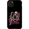 Retro Halloween Apparel Gifts Custodia per iPhone 11 Pro Max Scheletro che legge con gatto nero spettrale costume di Halloween