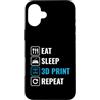 3D Printer Maker Gifts Custodia per iPhone 16 Plus Eat Sleep 3D Print Ripeti il divertente design del creatore di stampa 3D