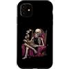 Retro Halloween Apparel Gifts Custodia per iPhone 11 Scheletro che legge con gatto nero spettrale costume di Halloween