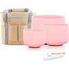 Hye-eun Set di 3 campane tibetane in cristallo rosa, 432 Hz, 25,4 cm, F | Campana tibetana in cristallo con custodia beige, set di campane tibetane per meditazione, yoga, relax