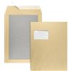 Netuno 25 buste per spedizioni marroni con dorso in cartone grigio e finestra a sinistra formato C4 22,9 x 32,4 cm 400g buste spedizioni grandi con retro in cartone
