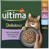 Ultima Wet Fit & Delicious - Cibo Umido per Gatti Sterilizzati Multipack Pollo-Tacchino-Salmone-Trota 8x (85g*8) - Total 64 bustine da 85g