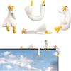 Fukaisu 4 Pezzi Statuetta Oca in Resina per Decorazione del Monitor del Computer, Graziose Statuette di Anatra in Miniatura for Scrivania Cruscotto dell'Auto TV Cornice per Foto Decorazione Ufficio
