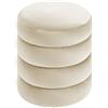IlGruppone Pouf Poggiapiedi Design Moderno XL con Contenitore Integrato Rotondo Imbottito in Velluto 40Cm Panca Moderna Cassapanca Soggiorno Panchina Ingresso Scarpiera Sgabello Grande - Crema