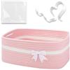 Bcuuozeeing Cesto portaoggetti intrecciato - 34,5 x 25,5 x 15 cm in tessuto con manici, cestino regalo vuoto, organizzatore in cotone per asciugamani, per bagno, camera da letto, cameretta dei bambini, soggiorno