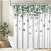 Uiiooazy Tenda da Doccia Antimuffa 240x180cm Eucalipto Foglie Verde Pianta | Tenda da Doccia Grigio Rustico Tavola di Legno Impermeabile Tessuto in Poliestere Lavabile per Vasca da Bagno con 16 Anelli