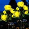 HELESIN 2 lampade solari per esterni e giardino, 5 rose, resistenti alle intemperie | Decorazione da giardino on/off automatica, per esterni, petali, luci solari per esterni, giardino, terrazza, tomba (giallo)